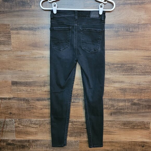 American Eagle Jeans 0 S Next Level Stretch Super Hi Rise Jegging Black - Picture 2 of 10